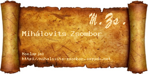 Mihálovits Zsombor névjegykártya